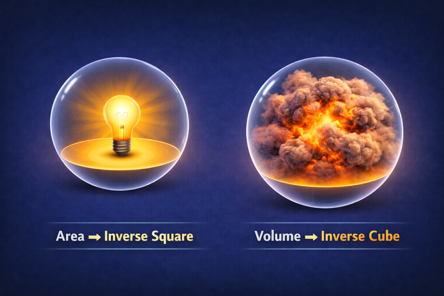 How did we get inverse square and cube laws?